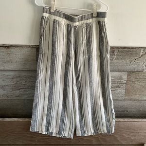 Cloth & Stone Anthropologie Small linen striped cropped palazzo pant